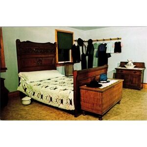 Amish Homestead Postcard Featuring Bedroom Scene - 1970s Vintage Lancaster Penns